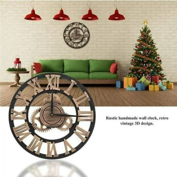 Dehliamart Classic Vintage Wooden Silent Wall Clock - Image 3